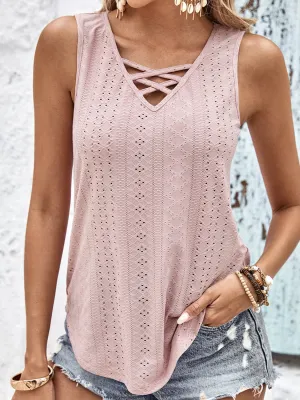 Lindsey - Eyelet Wide Strap Tank