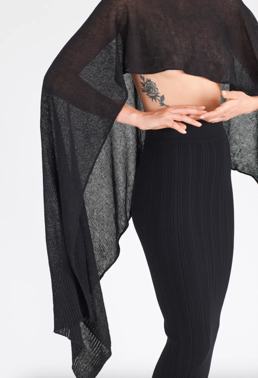 Linen Asymmetrical Cape - Black