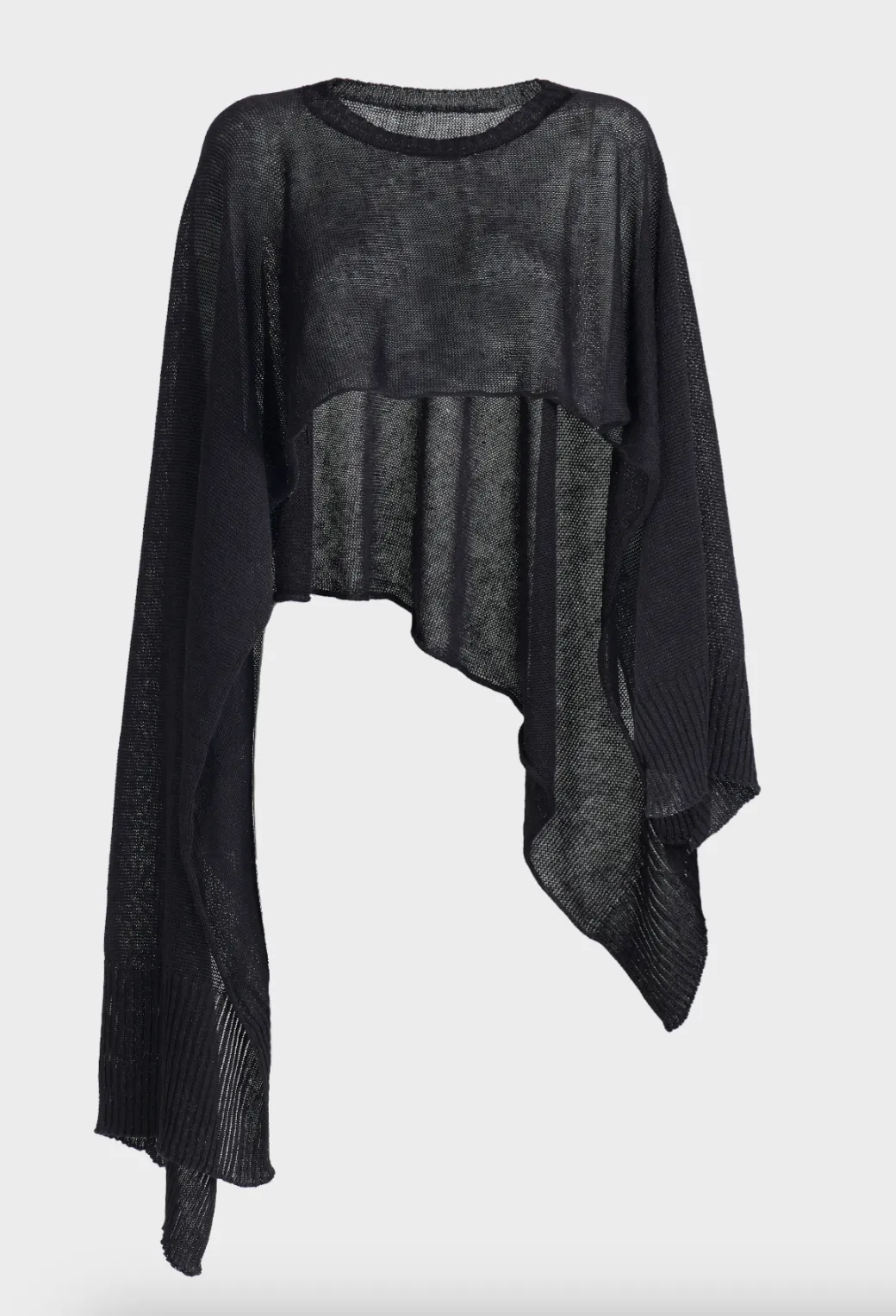 Linen Asymmetrical Cape - Black