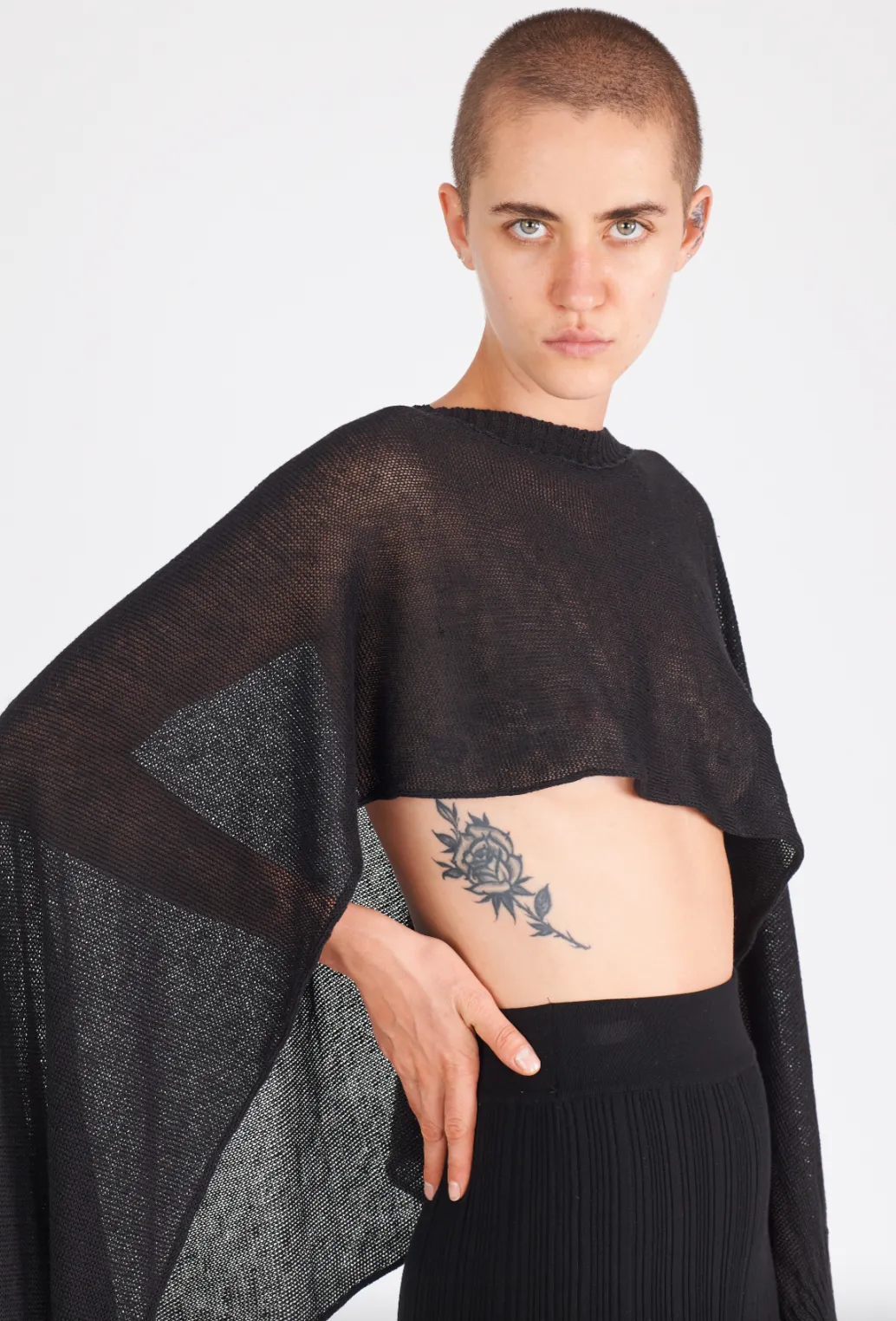 Linen Asymmetrical Cape - Black