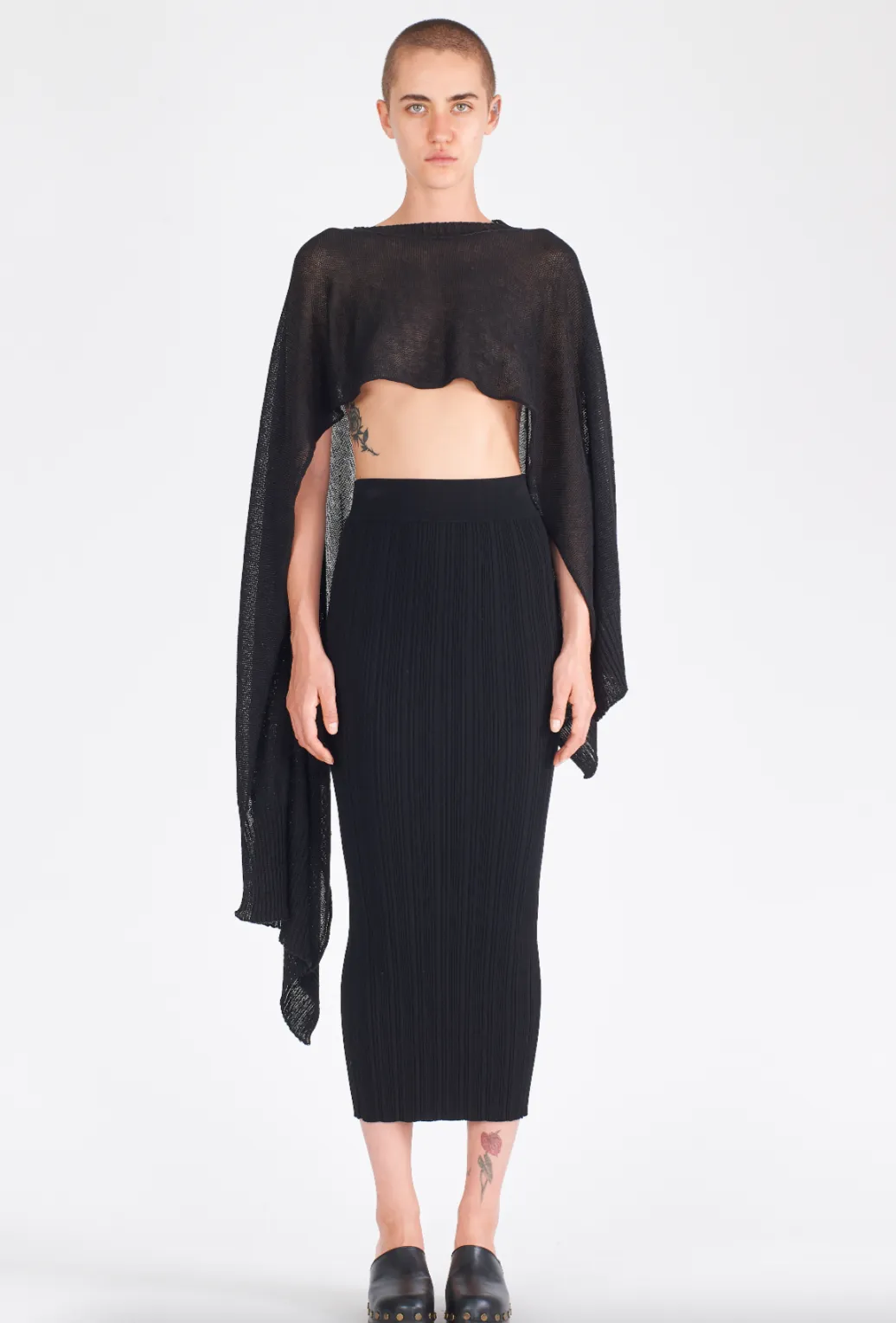 Linen Asymmetrical Cape - Black