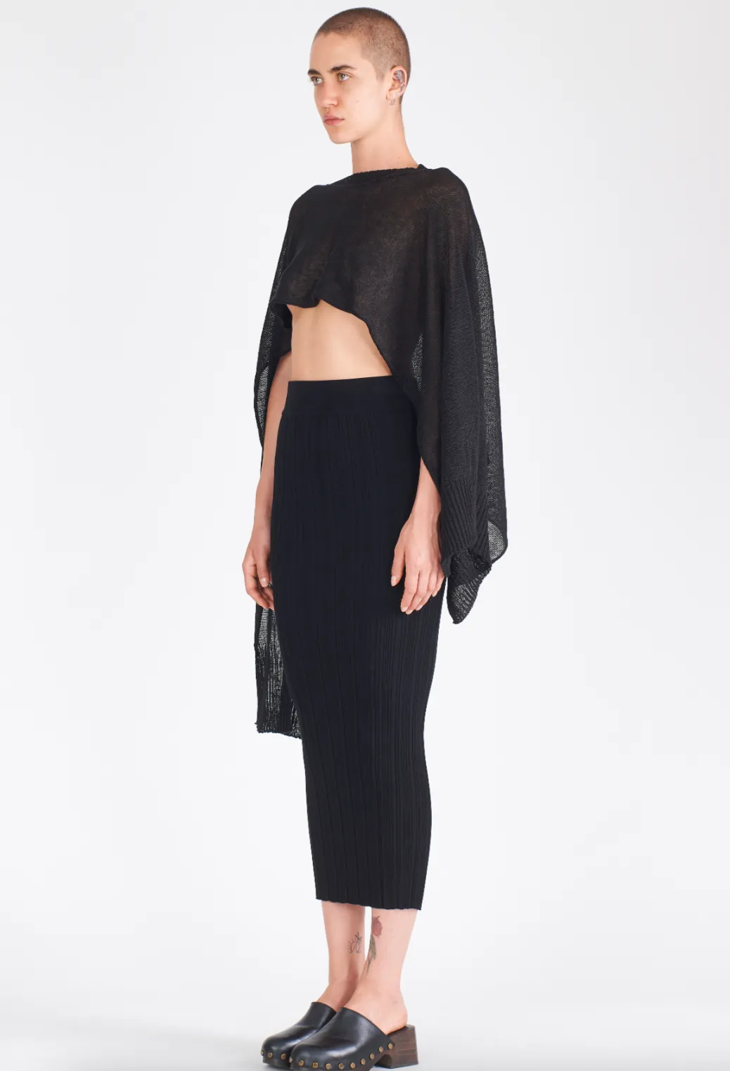 Linen Asymmetrical Cape - Black