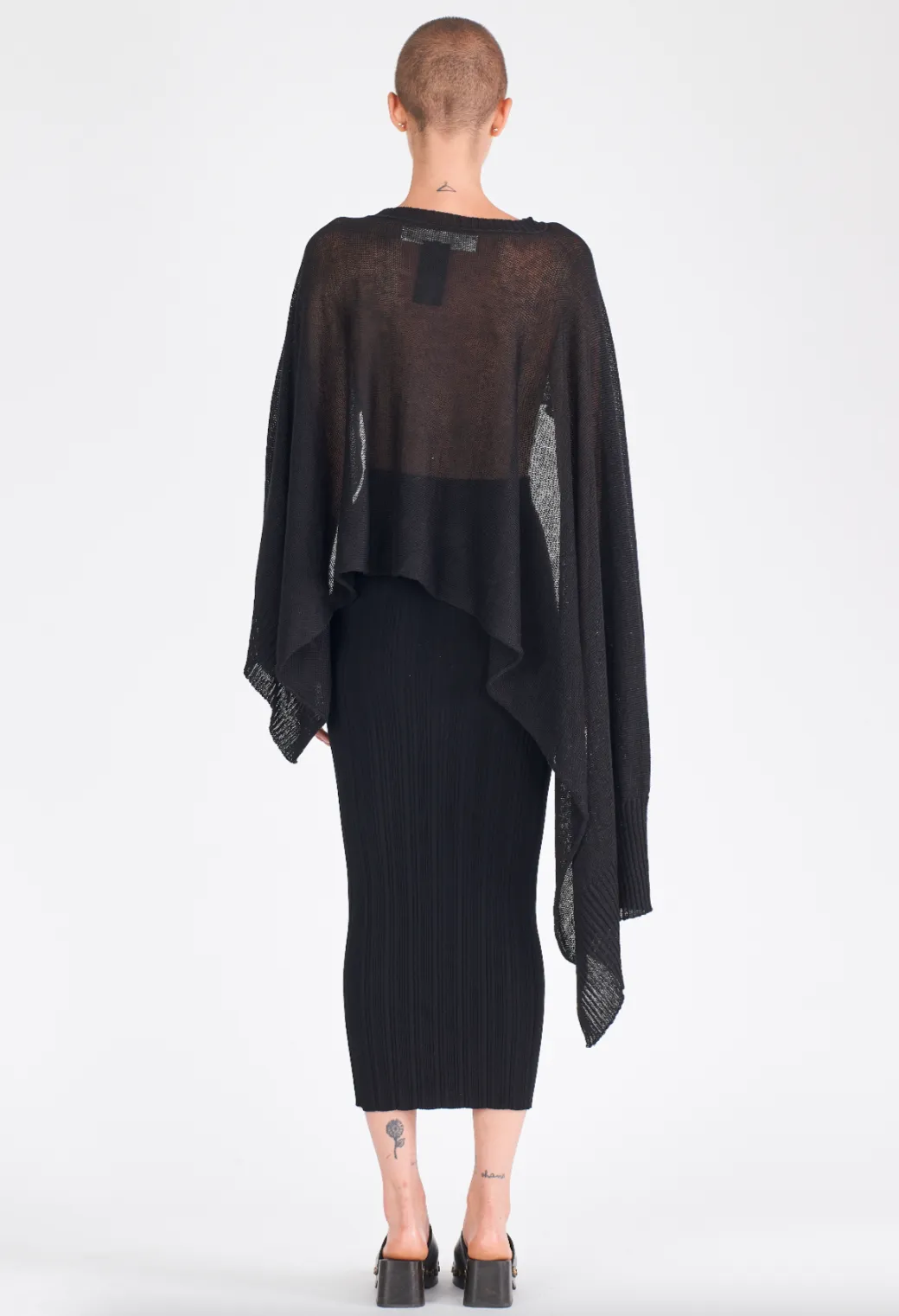 Linen Asymmetrical Cape - Black