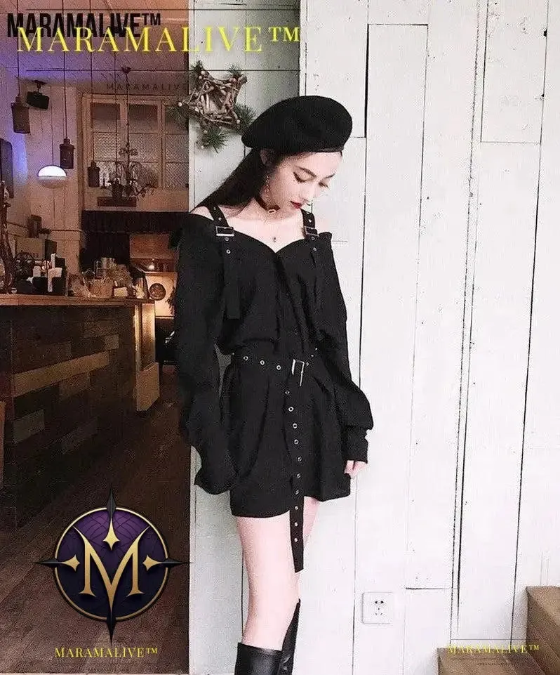 Little Black Dress - Unique belts & Straps Cute Minidress