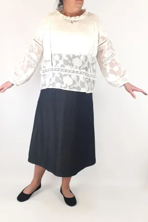 Liz Jordan white semi-sheer top size 16