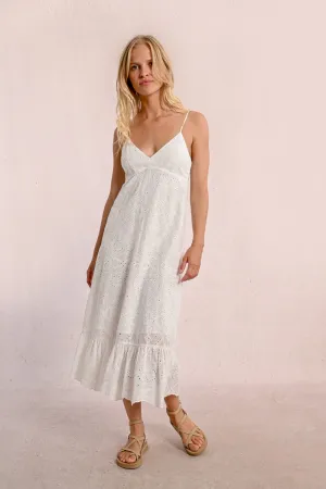 LONG DRESS WITH ENGLISH EMBROIDERY, BACKLESS