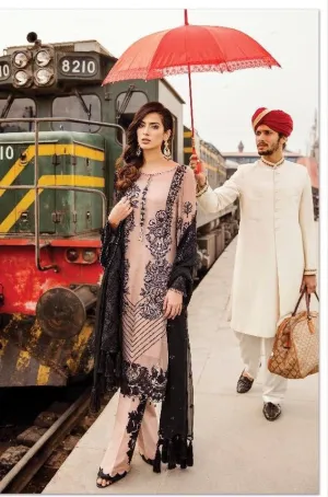 Long Kameez Dress in light Pink And Black Color Model# C 1801