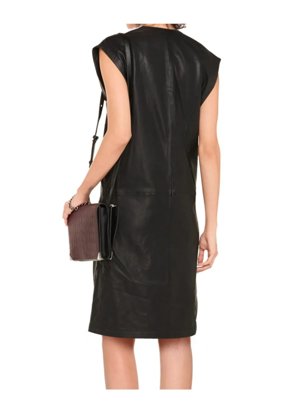 Long Noir Deep-V Leather Vest
