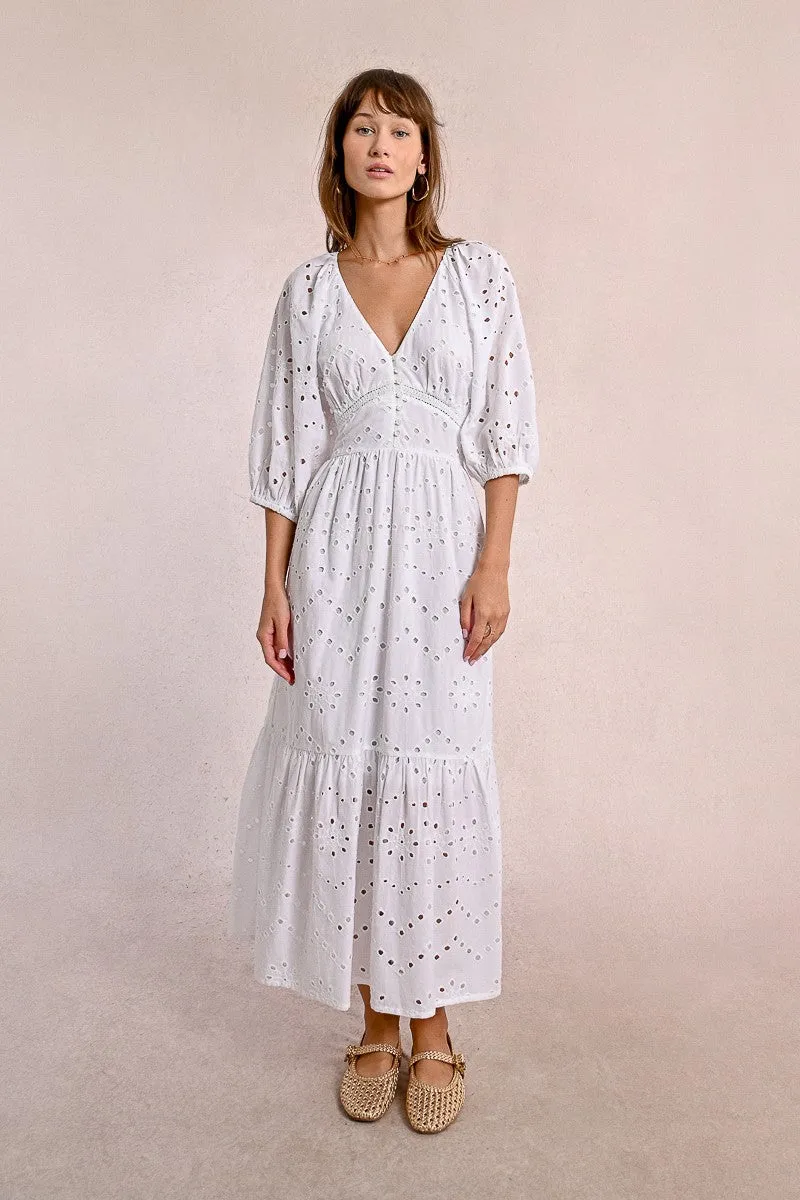 LONG OPENWORK EMBROIDERY DRESS