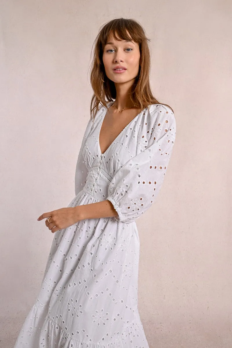 LONG OPENWORK EMBROIDERY DRESS
