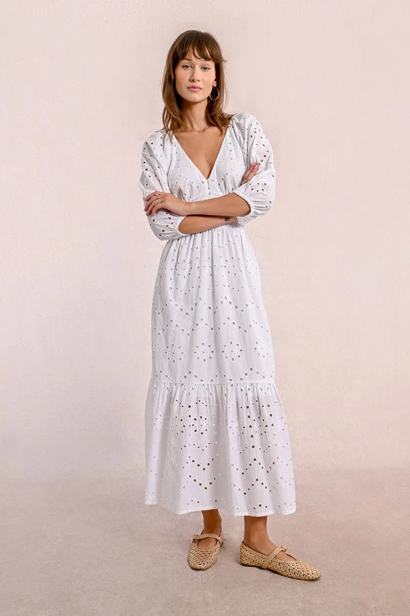 LONG OPENWORK EMBROIDERY DRESS