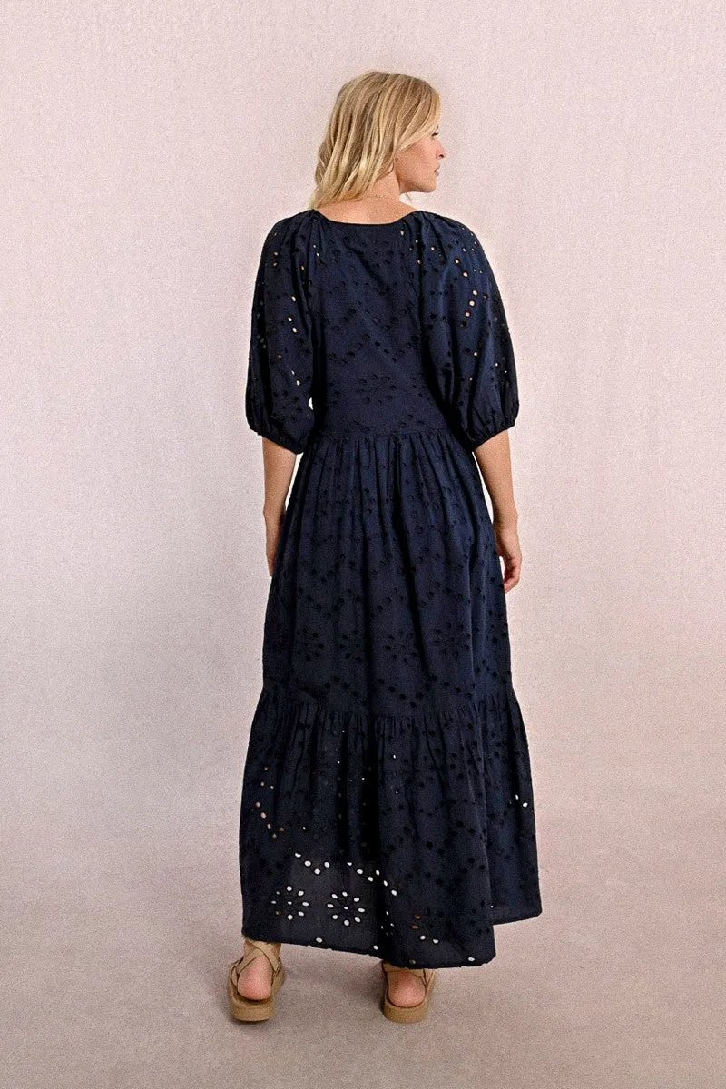 LONG OPENWORK EMBROIDERY DRESS
