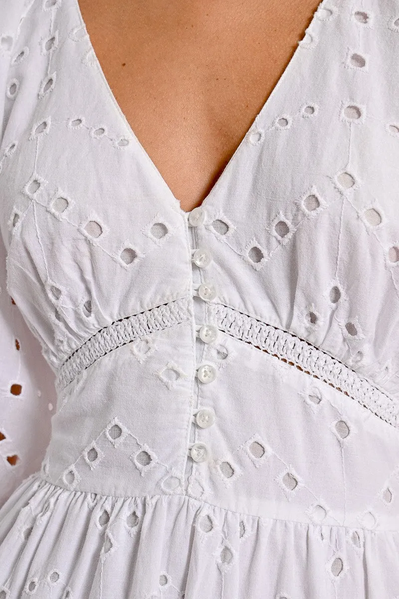 LONG OPENWORK EMBROIDERY DRESS