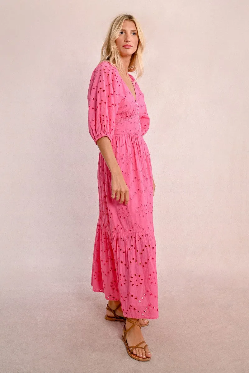 LONG OPENWORK EMBROIDERY DRESS