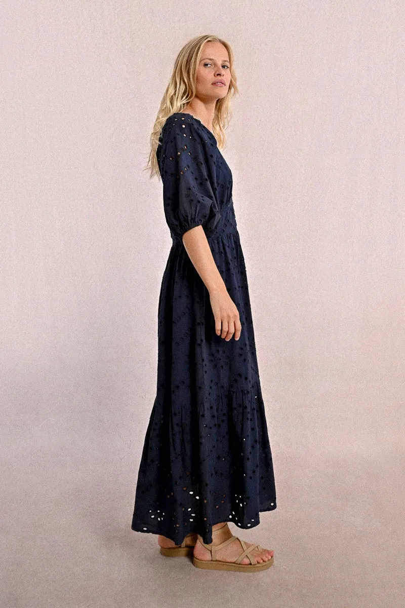 LONG OPENWORK EMBROIDERY DRESS