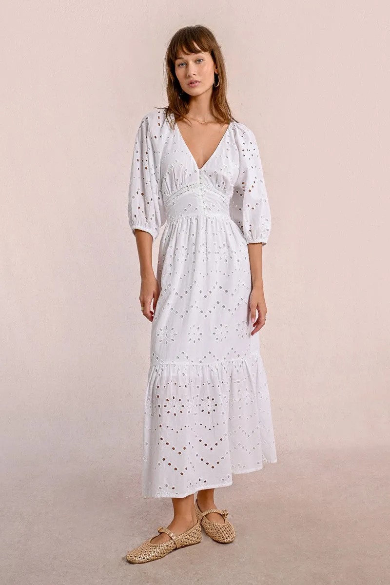 LONG OPENWORK EMBROIDERY DRESS