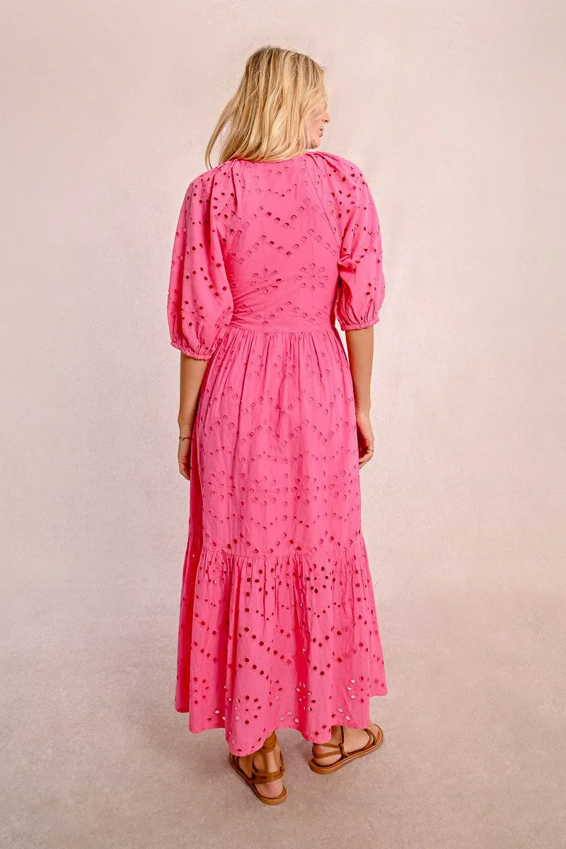 LONG OPENWORK EMBROIDERY DRESS