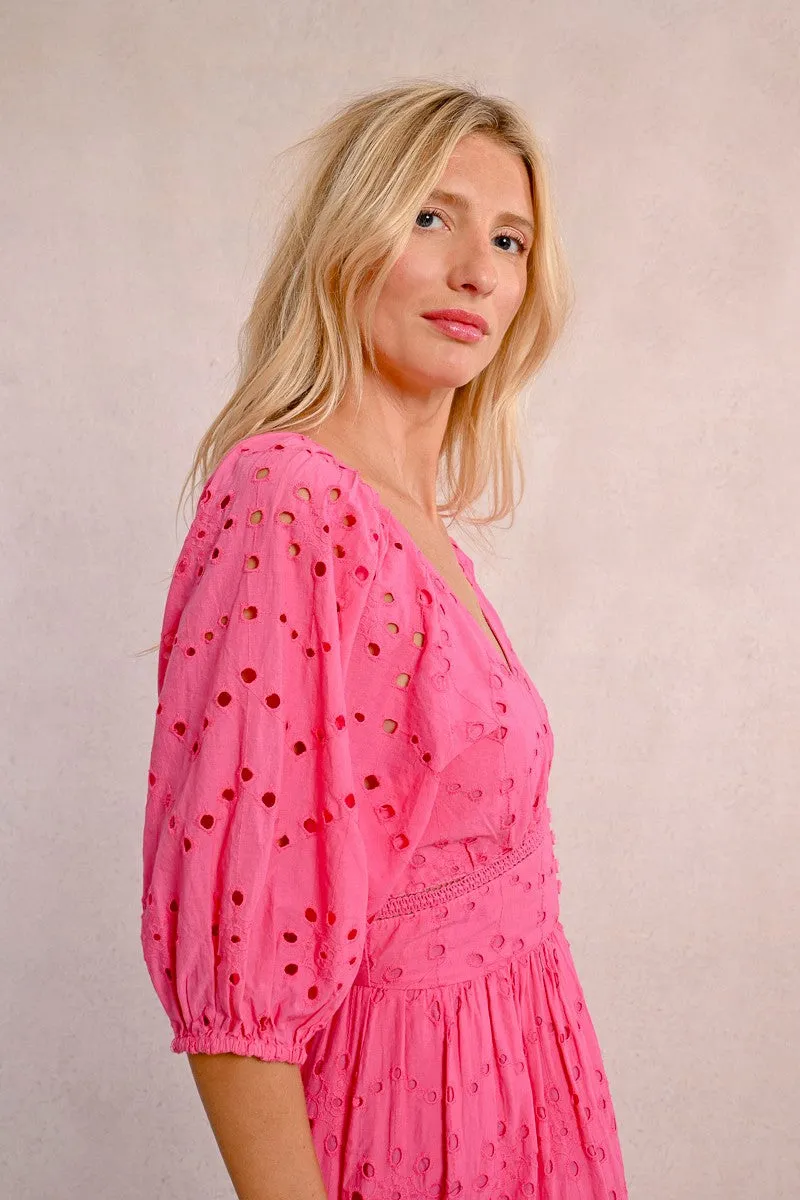 LONG OPENWORK EMBROIDERY DRESS