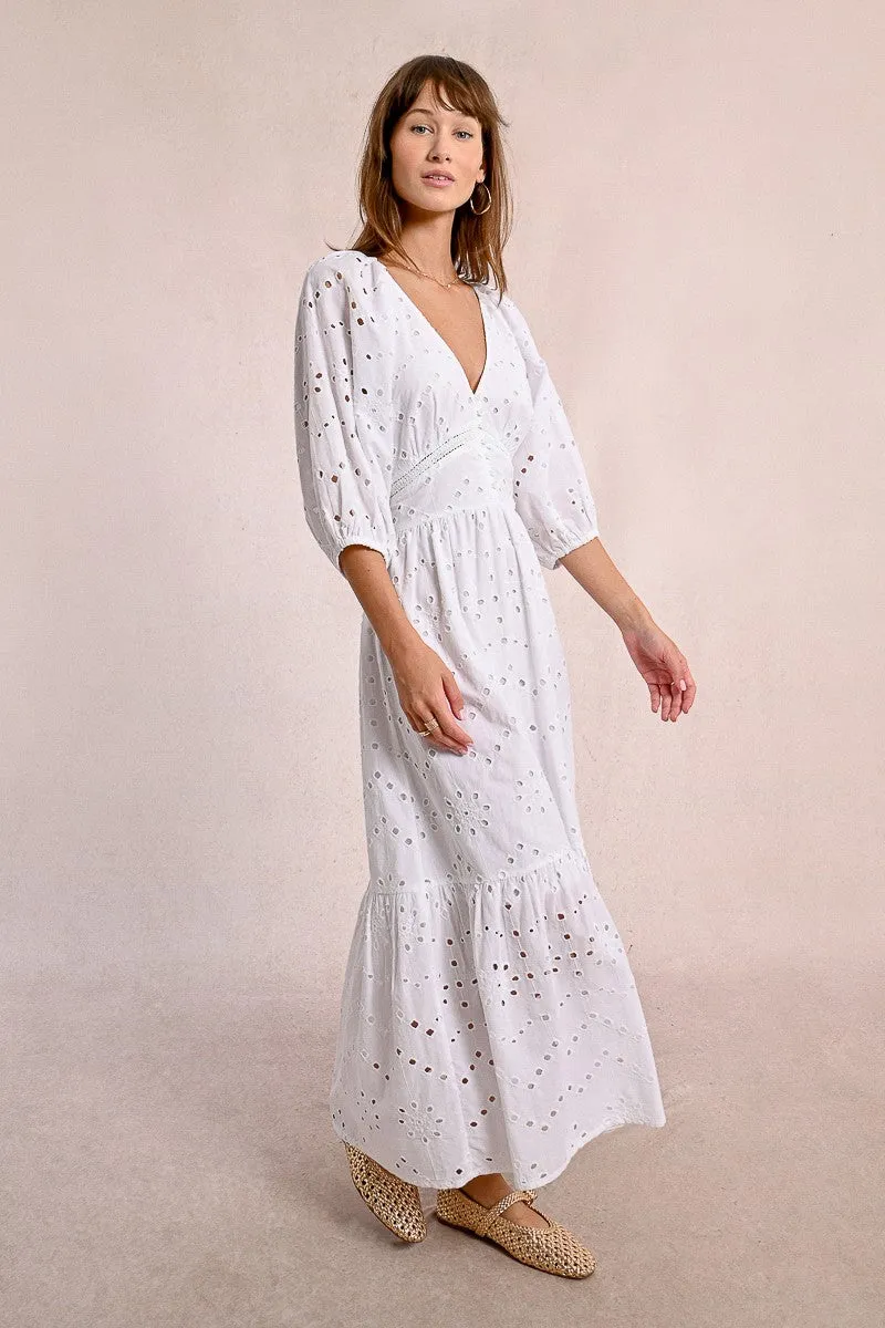 LONG OPENWORK EMBROIDERY DRESS