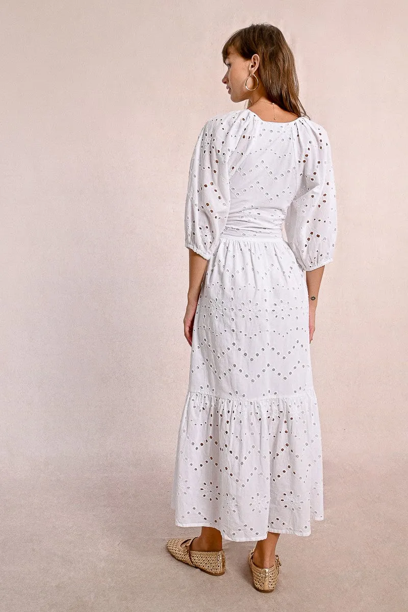 LONG OPENWORK EMBROIDERY DRESS
