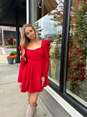 Long Sleeve Bubble Hem Mini Dress
