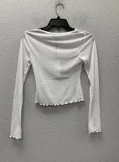 Long Sleeve Lettuce Edge Sheer Ribbed Crop Top