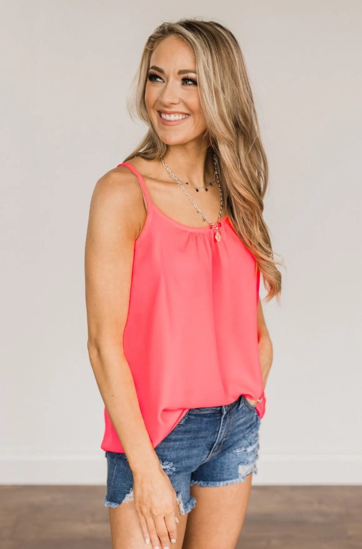 Love My Life Tank Top- Neon Pink