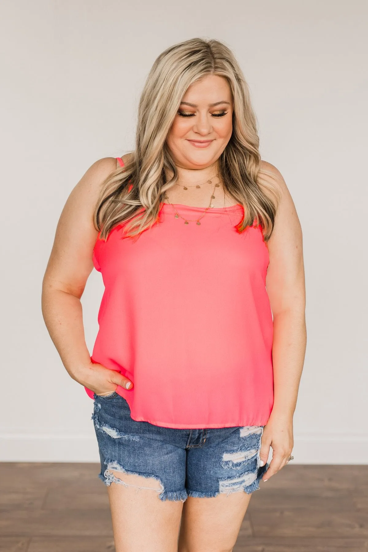Love My Life Tank Top- Neon Pink