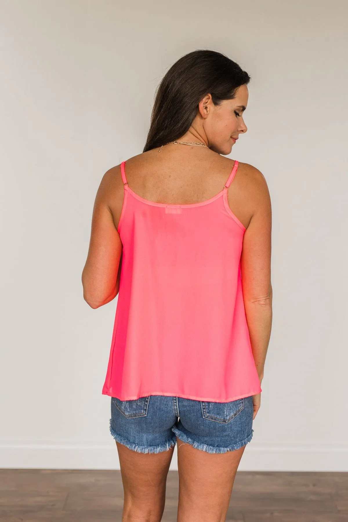 Love My Life Tank Top- Neon Pink