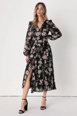 Lulus Pleated Floral Midi Dress