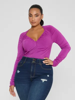 Lydia V-Neck Ruched Top