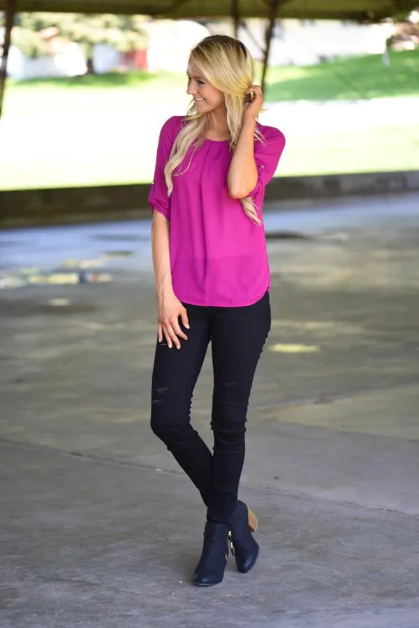 Magenta Sheer Top
