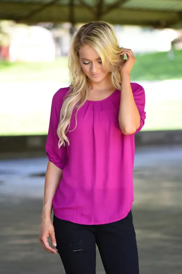 Magenta Sheer Top