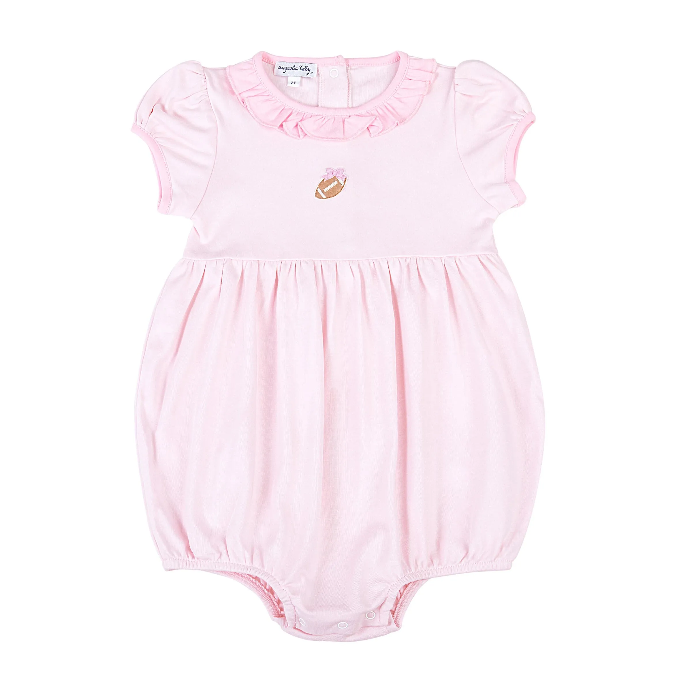 Magnolia Baby Darling Football Embroidered Bubble - Pink