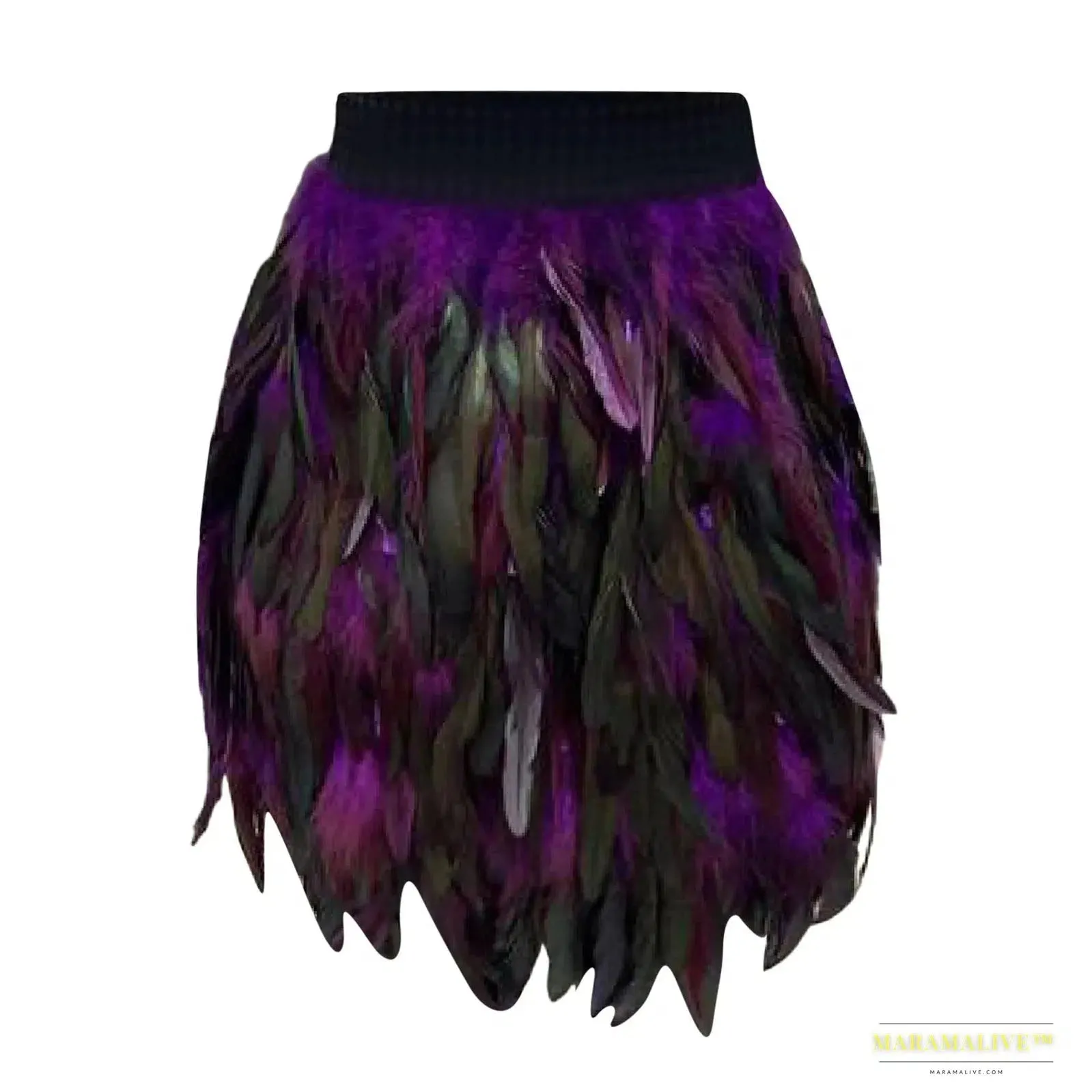 Maramalive™ Festival Carnival Feather Skirt Women High Waist Party Stage Performance Short Skirts Costumes Clothing