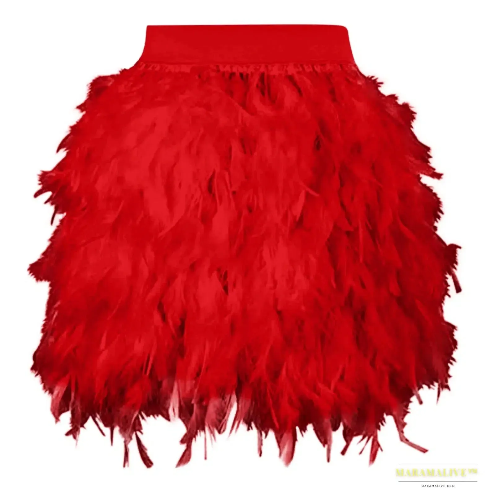 Maramalive™ Festival Carnival Feather Skirt Women High Waist Party Stage Performance Short Skirts Costumes Clothing