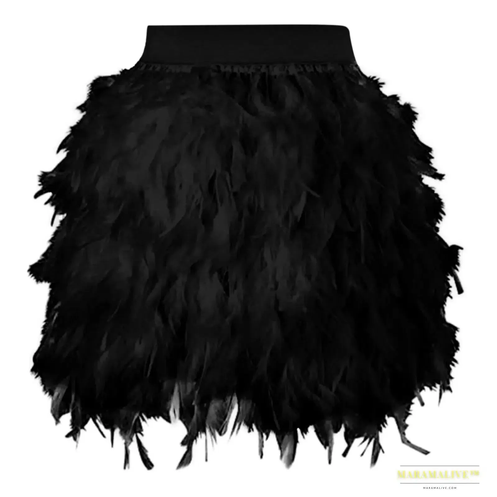 Maramalive™ Festival Carnival Feather Skirt Women High Waist Party Stage Performance Short Skirts Costumes Clothing
