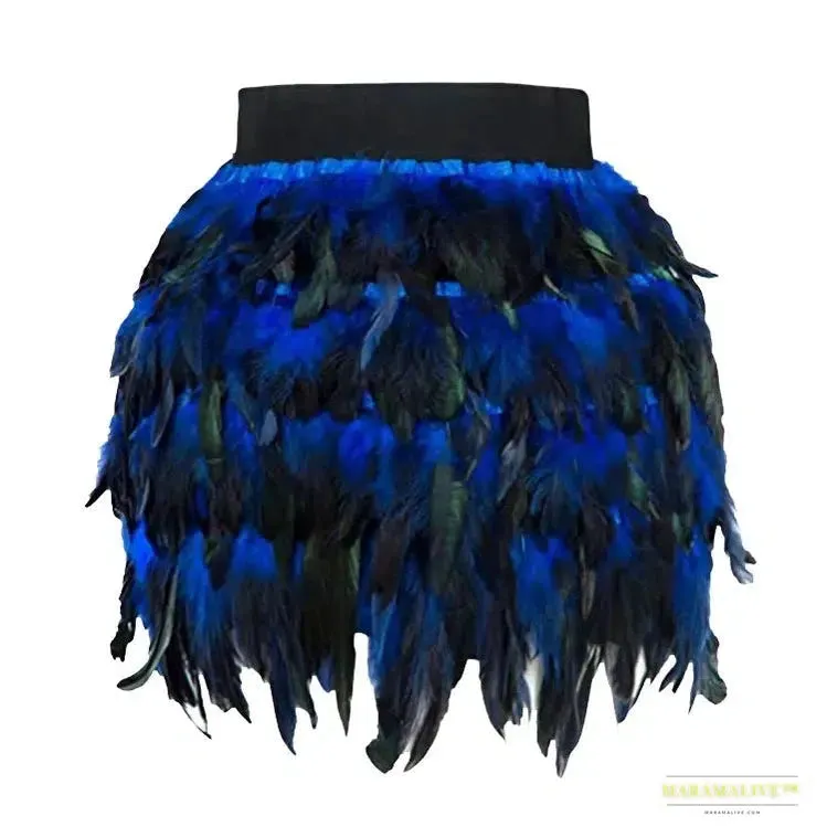 Maramalive™ Festival Carnival Feather Skirt Women High Waist Party Stage Performance Short Skirts Costumes Clothing