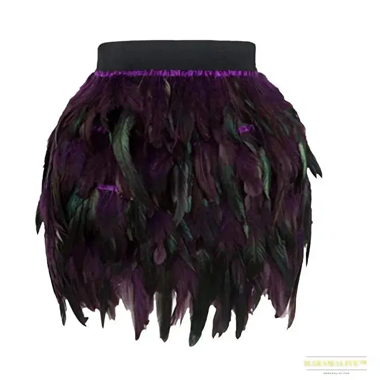 Maramalive™ Festival Carnival Feather Skirt Women High Waist Party Stage Performance Short Skirts Costumes Clothing