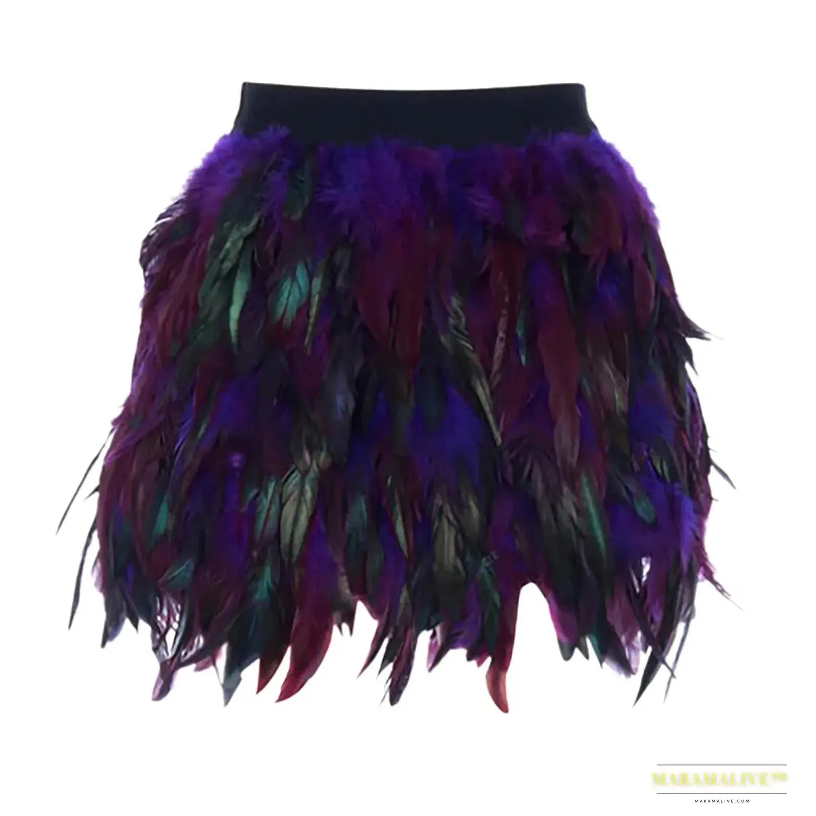 Maramalive™ Festival Carnival Feather Skirt Women High Waist Party Stage Performance Short Skirts Costumes Clothing