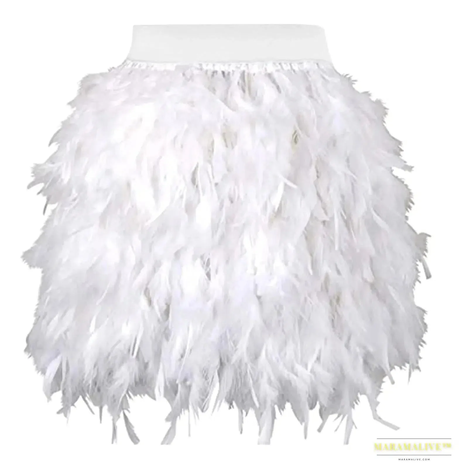 Maramalive™ Festival Carnival Feather Skirt Women High Waist Party Stage Performance Short Skirts Costumes Clothing