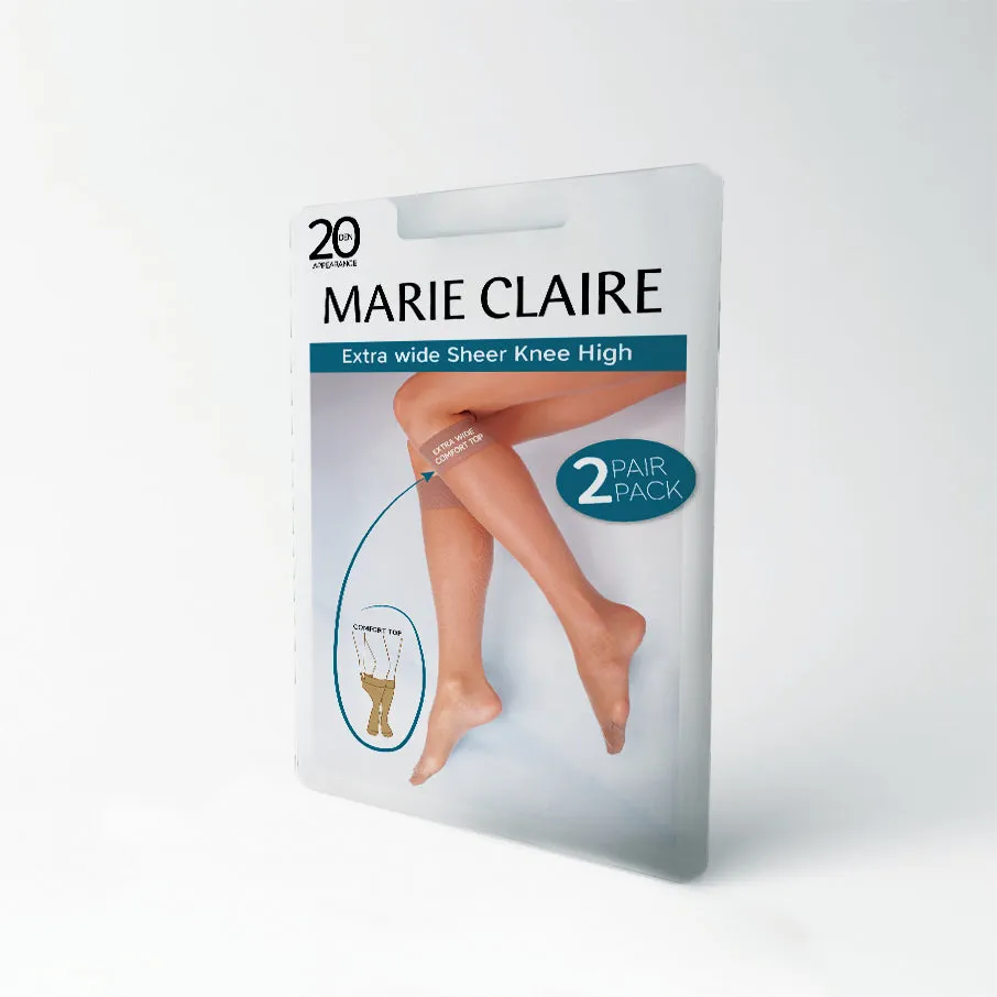 Marie Claire Extra Wide Top Knee High - 2 Pair Pack