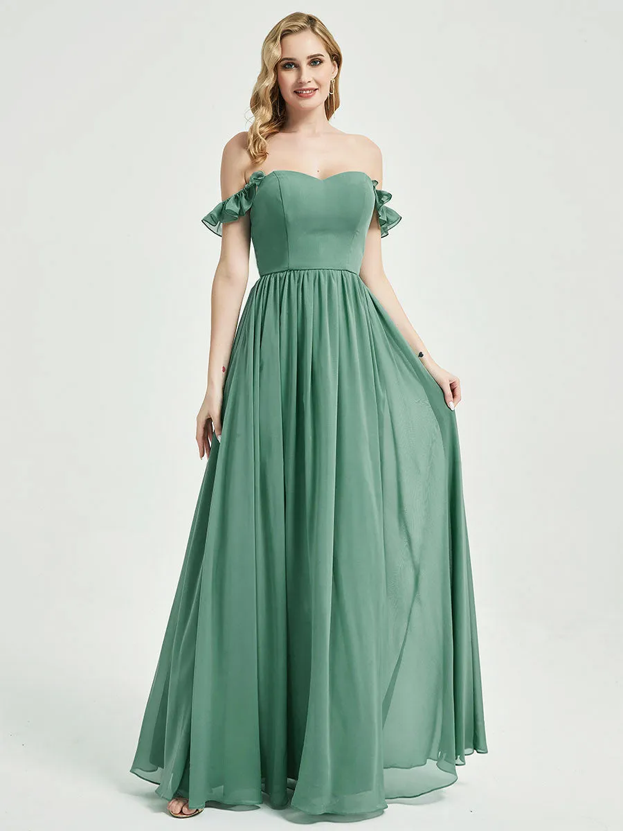 Mauve 3 In 1 Detachable Straps Convertible Chiffon Bridesmaid Dress