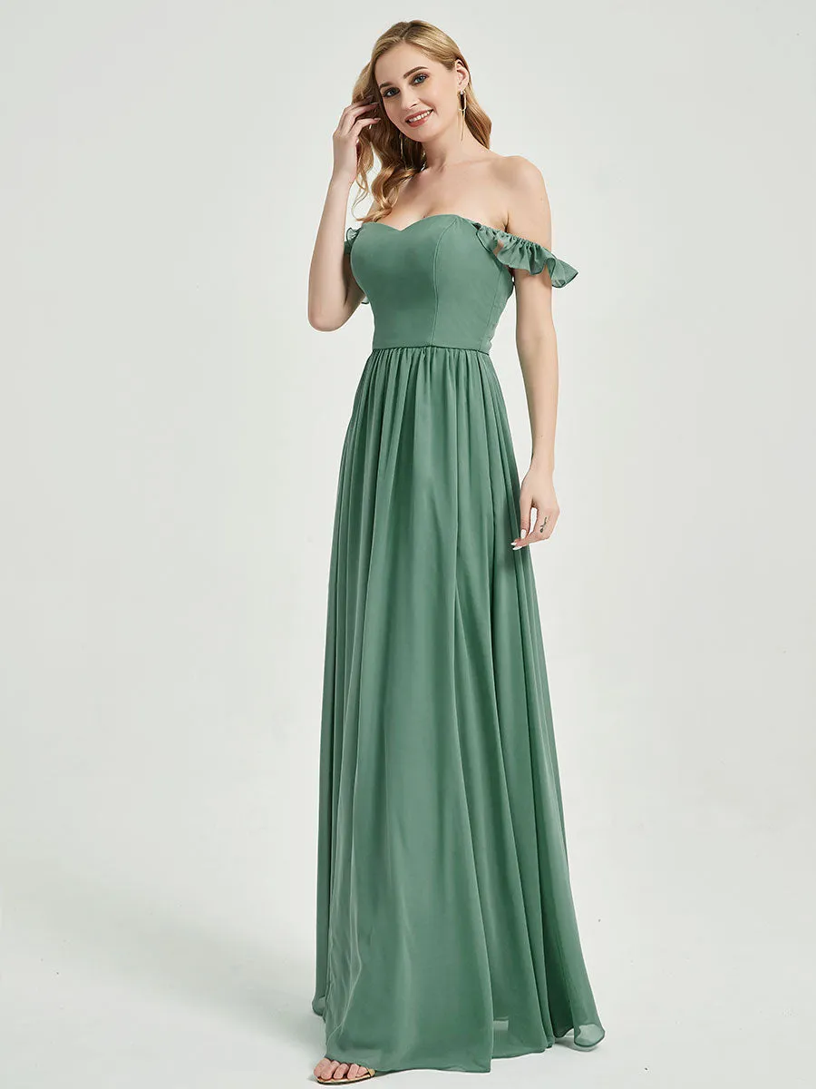 Mauve 3 In 1 Detachable Straps Convertible Chiffon Bridesmaid Dress