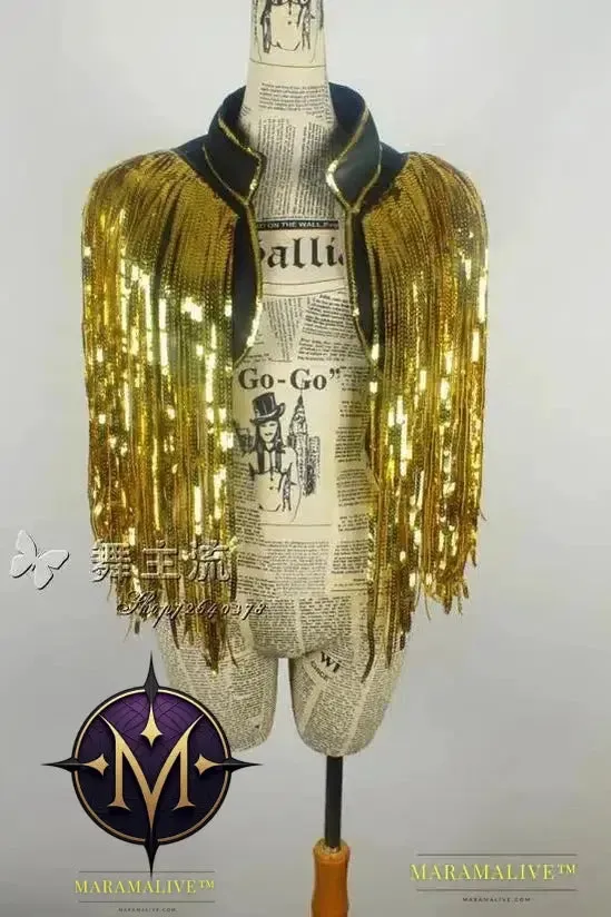 Men Women New Shiny Tassels Sequins Vest Waistcoat Costumes Christmas Singer Dancer Stage Performance Bar Party Fringes Armors