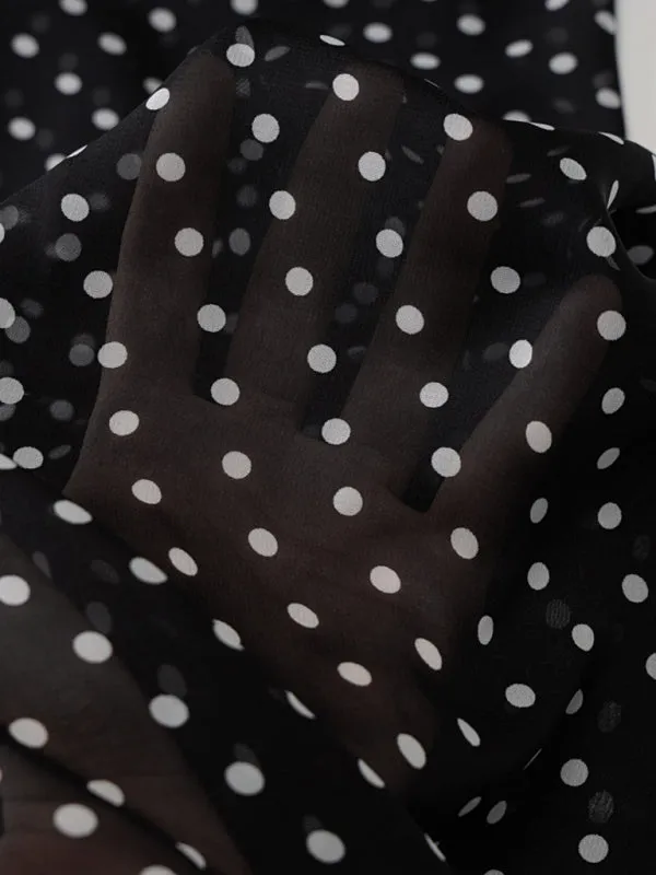 Mesh See-Through Maxi Dress with Polka Dots and Lace-Up Back