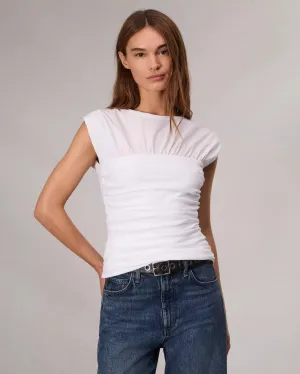 Mica Banded Cotton Top in White
