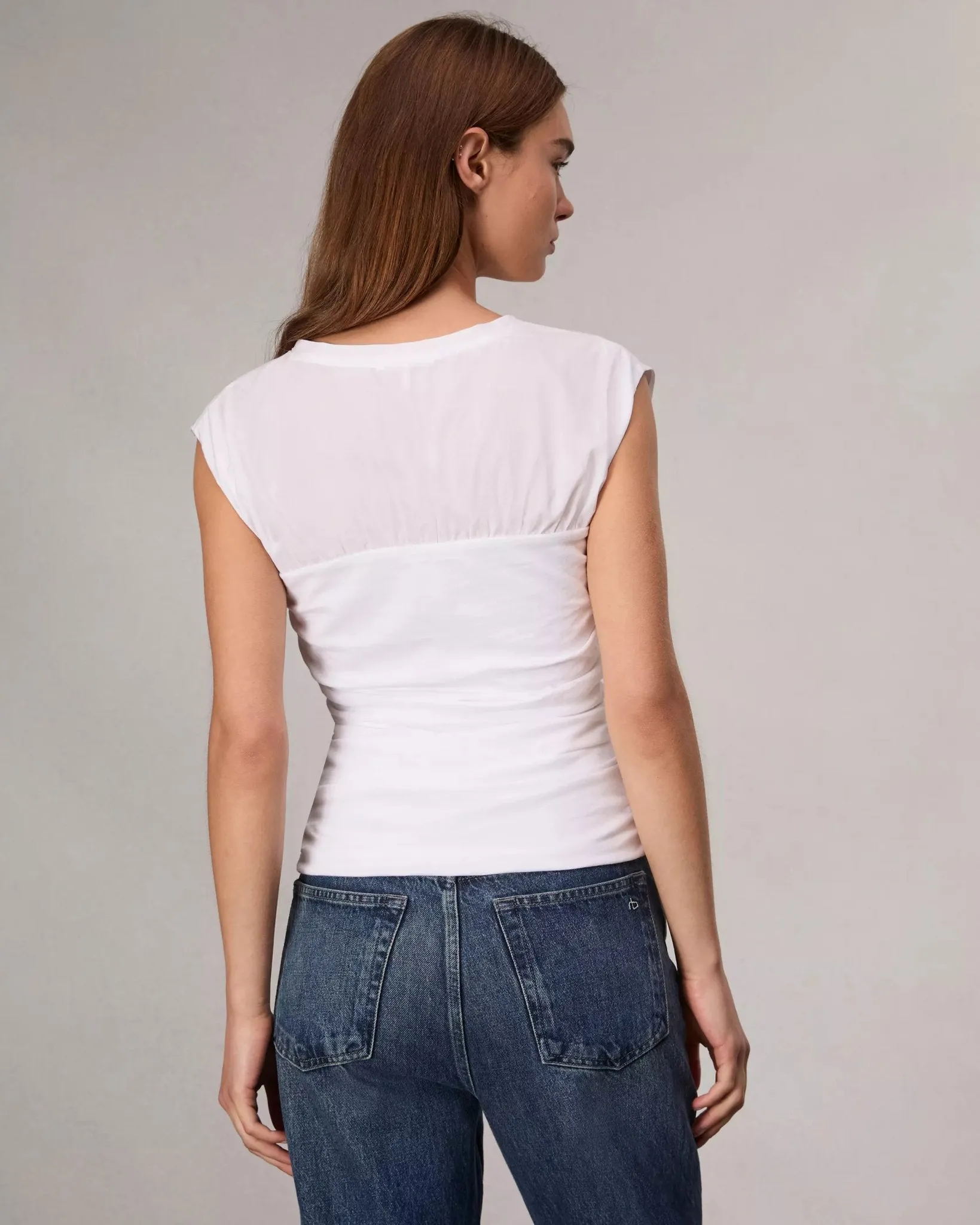 Mica Banded Cotton Top in White