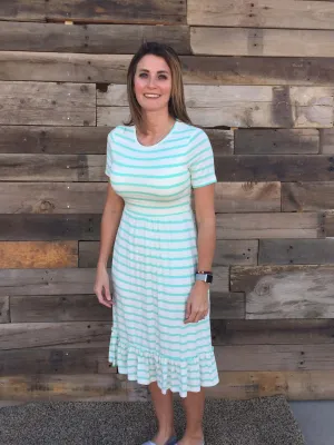 Mint Striped Midi Dress