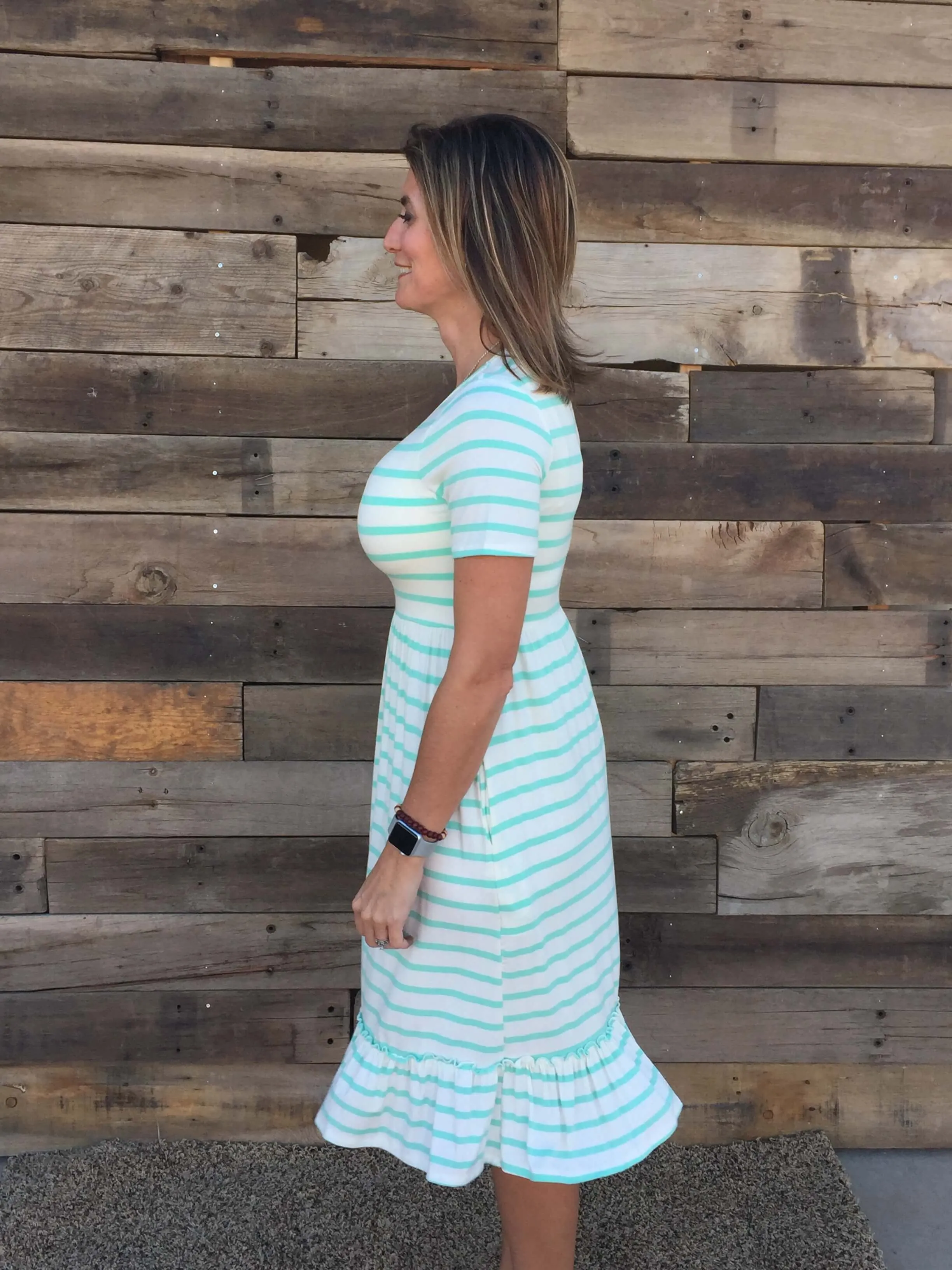 Mint Striped Midi Dress